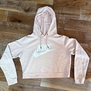 Nike Women's Soft Pink Cropped Hoodie. Size Medium. Sweatshirt. Top.